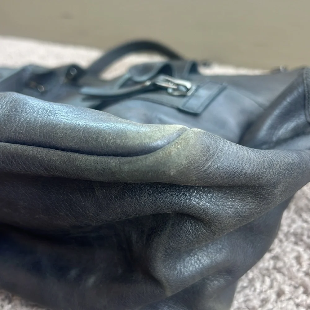 Classic Black Leather Briefcase Travel Bag - Unbranded